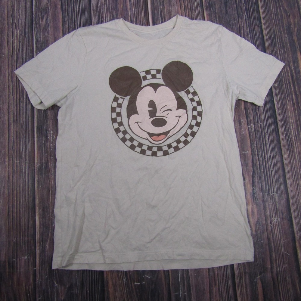 Disney Mickey Mouse Winking Face Shirt Mens Large White Cartoon Graphic Tee